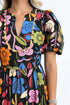 Retro Floral Printed Split Neck Maxi Dress